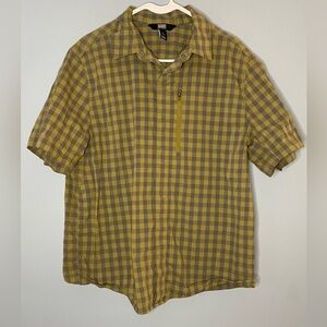 Duluth Alaskan Hardgear Button Shirt Mens Slim Fit Size Large Blue Green Checks